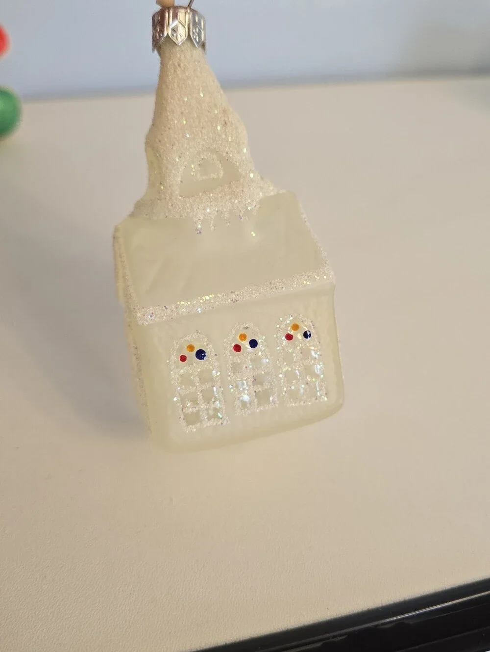 Vintage Crate & Barrel Thin Blown Glass Church Ornament From Czech Republic